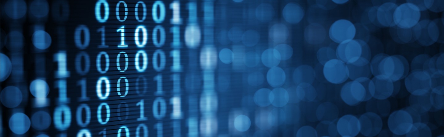 blue digital binary data on computer screen